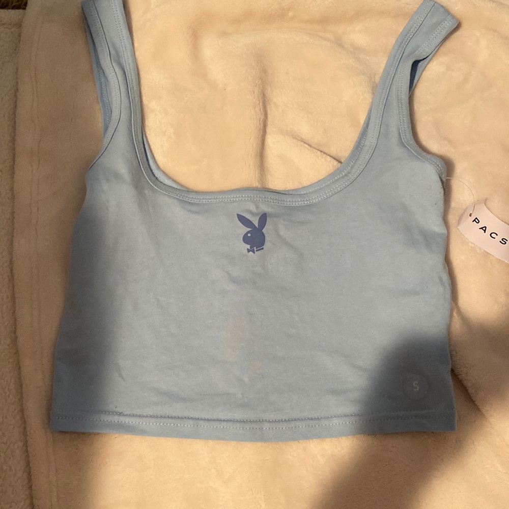blue playboy tank top